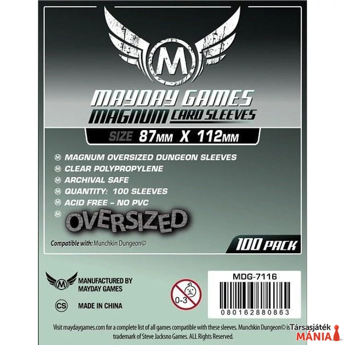 Mayday Games Magnum Oversized Dungeon kártyavédő 87 x 112 mm (100 db-os csomag)