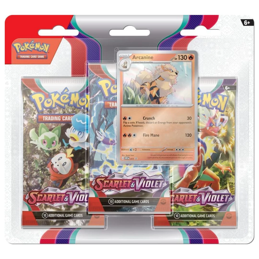 Pokemon: Scarlet & Violet 1 3-Pack Booster Arcanine gyűjtői kártya