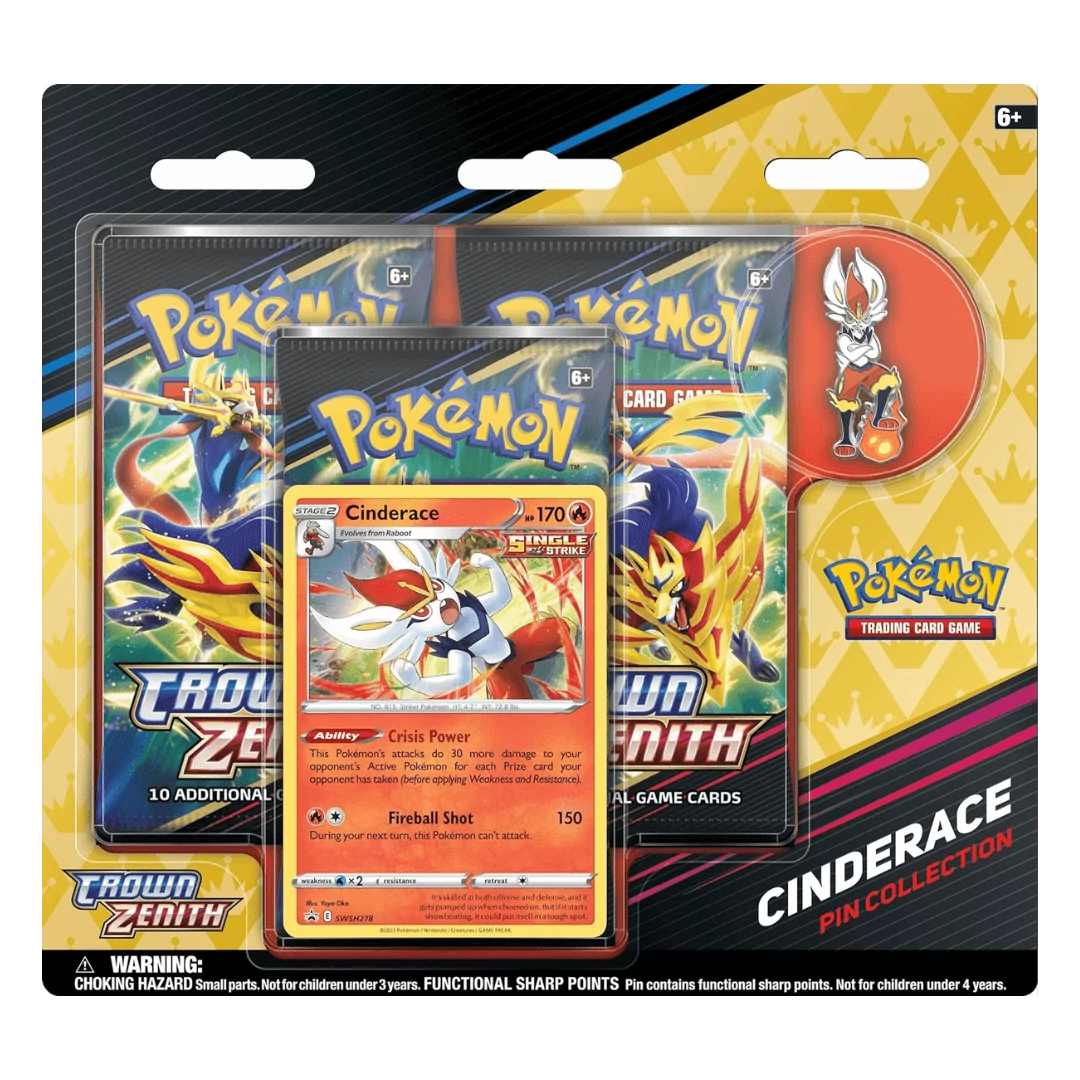 Pokemon TCG: Sword & Shield 12.5 Crown Zenith Pin Collection Cinderace gyűjtői kártya