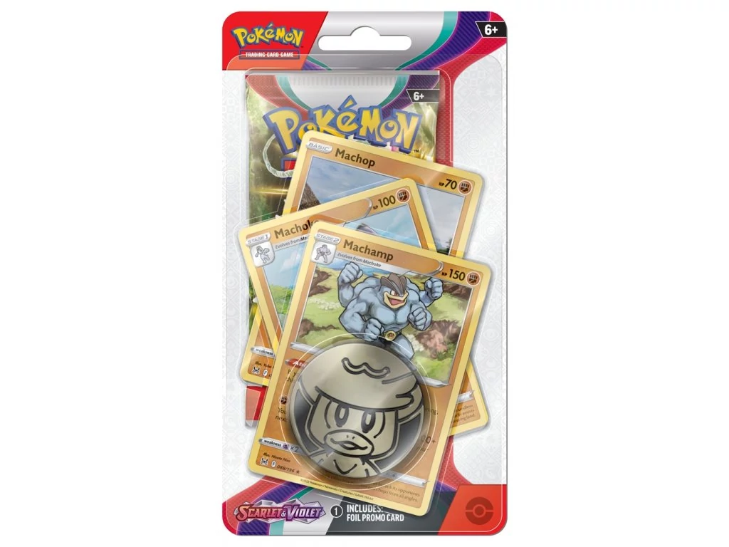 Pokemon: Scarlet & Violet 1 Machoke Premium Checklace gyűjtői kártya