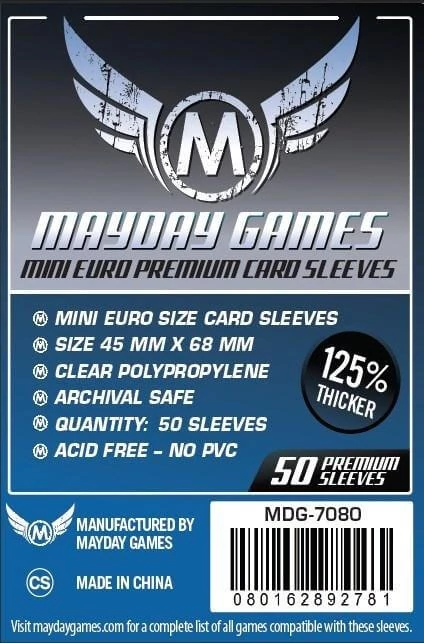 Mayday Games Premium Mini Euro kártyavédő (50 db-os csomag) 45 x 68 mm