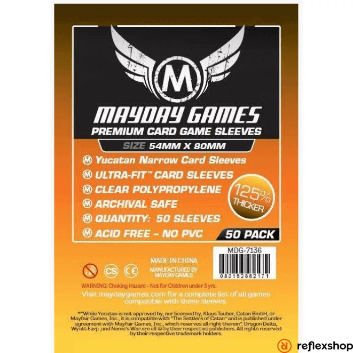 Mayday Games Prémium Yucatan keskeny kártyavédő (50 db-os csomag) 54 x 80 mm